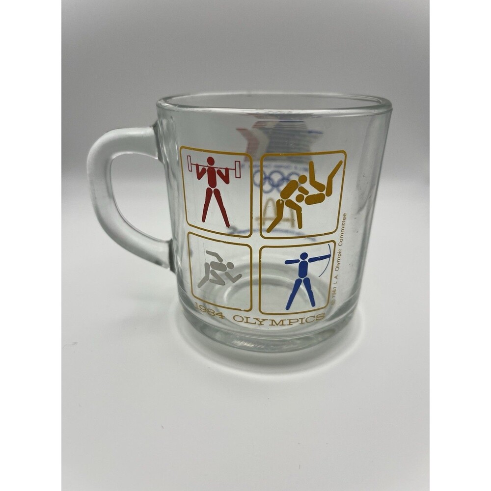 Vintage 1984 McDonalds Los Angeles Olympic Glass Coffee Mug‎